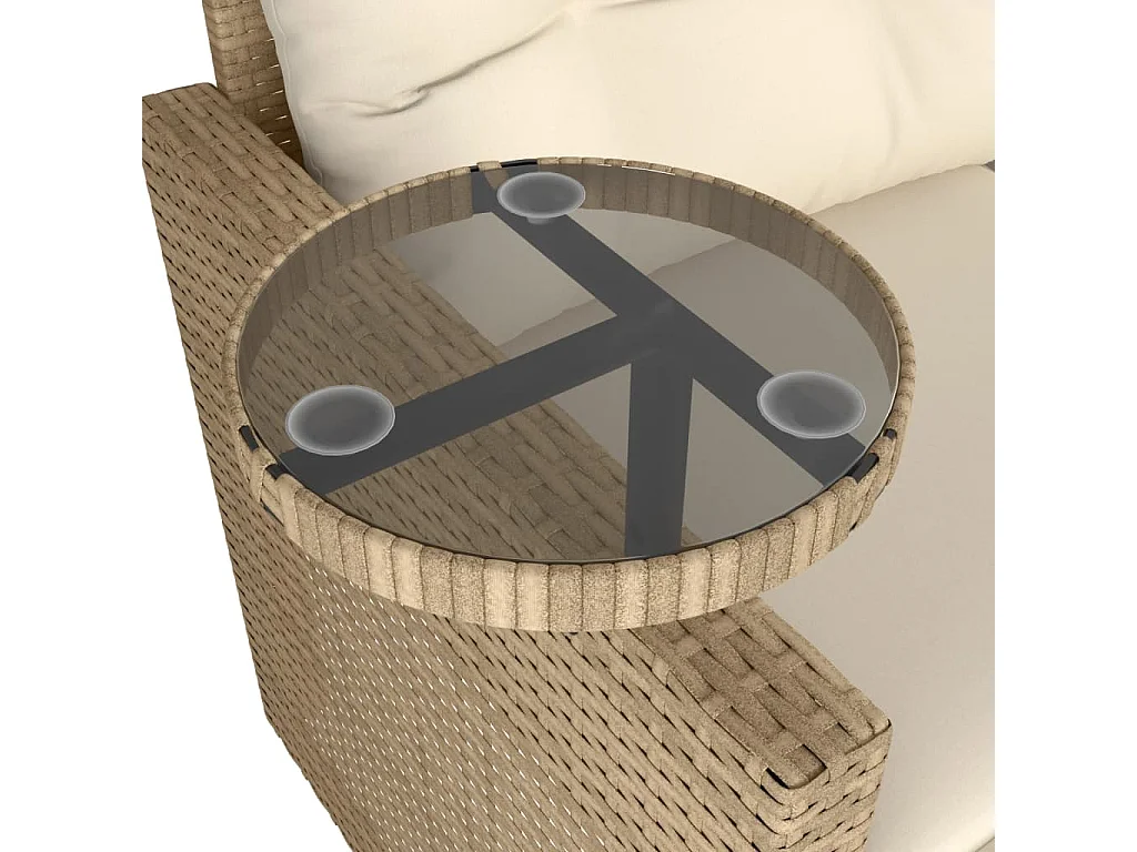 Muebles de jardín con cojines 3 piezas resina tejida beige