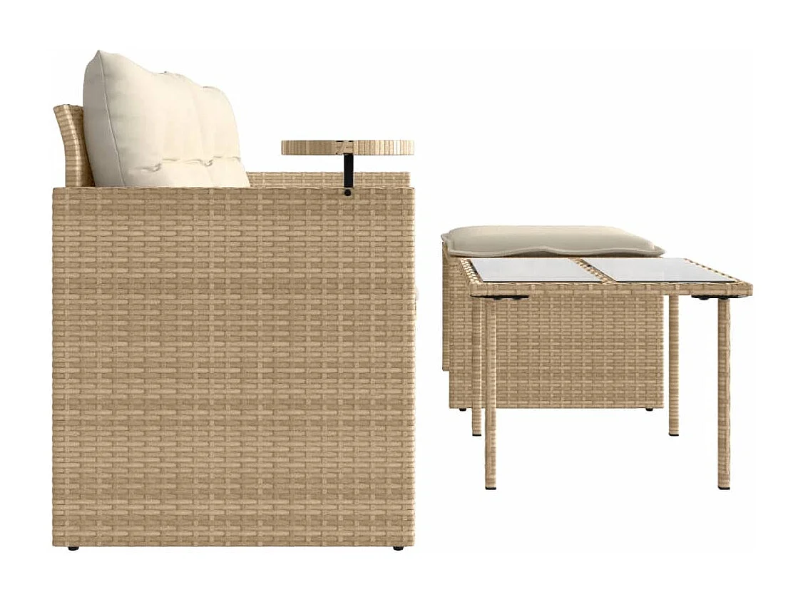 Salon de jardin avec coussins 3 pcs beige résine tressée