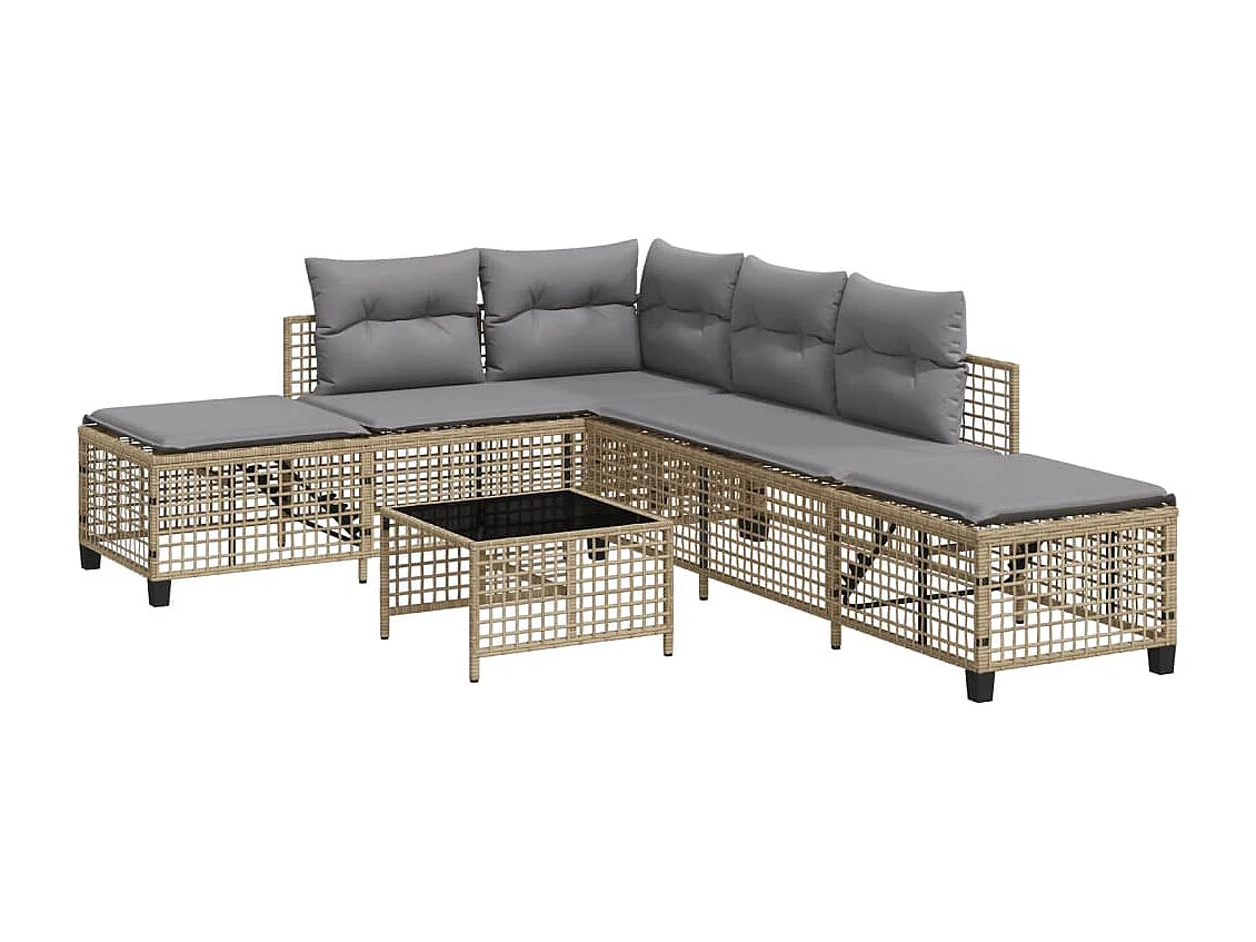 Eckgartenmöbel mit Kissen, 3 Stück, Beige-Rattan-Mischung