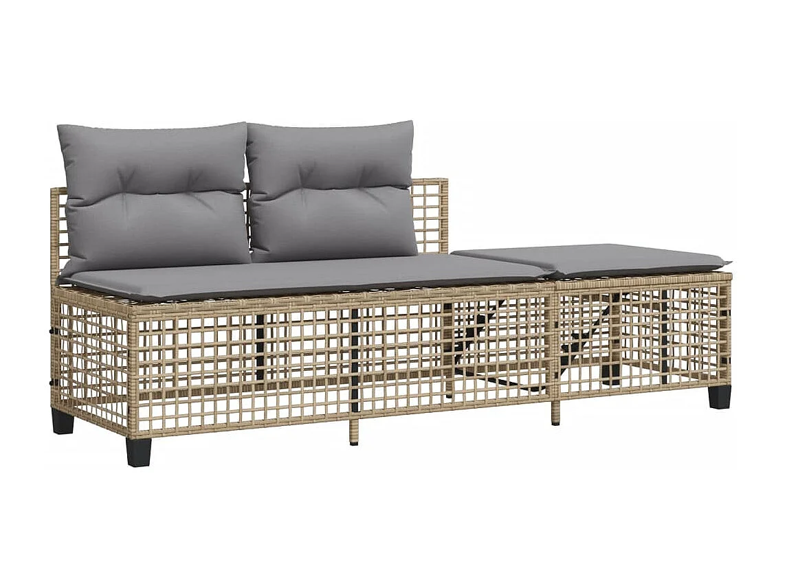 Eckgartenmöbel mit Kissen, 3 Stück, Beige-Rattan-Mischung