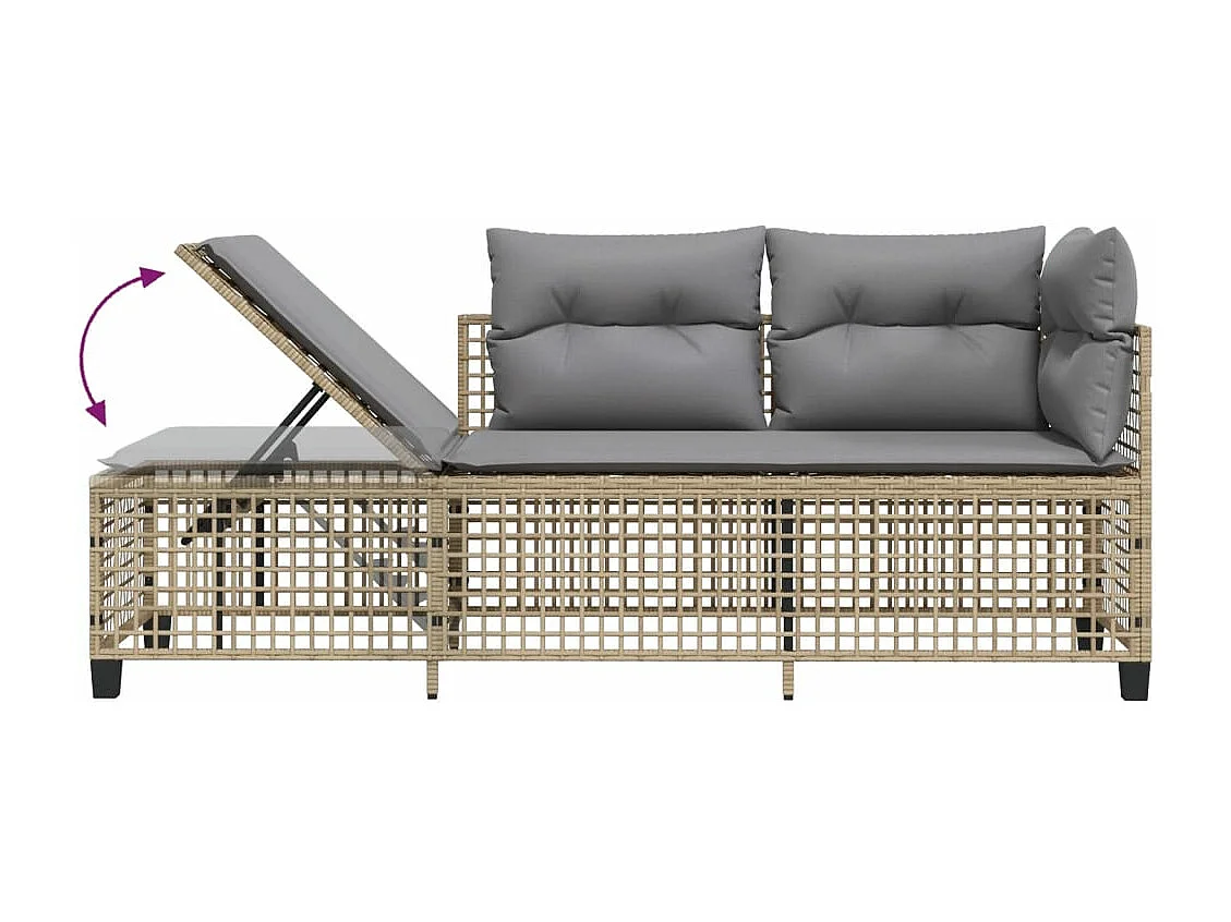 Eckgartenmöbel mit Kissen, 3 Stück, Beige-Rattan-Mischung