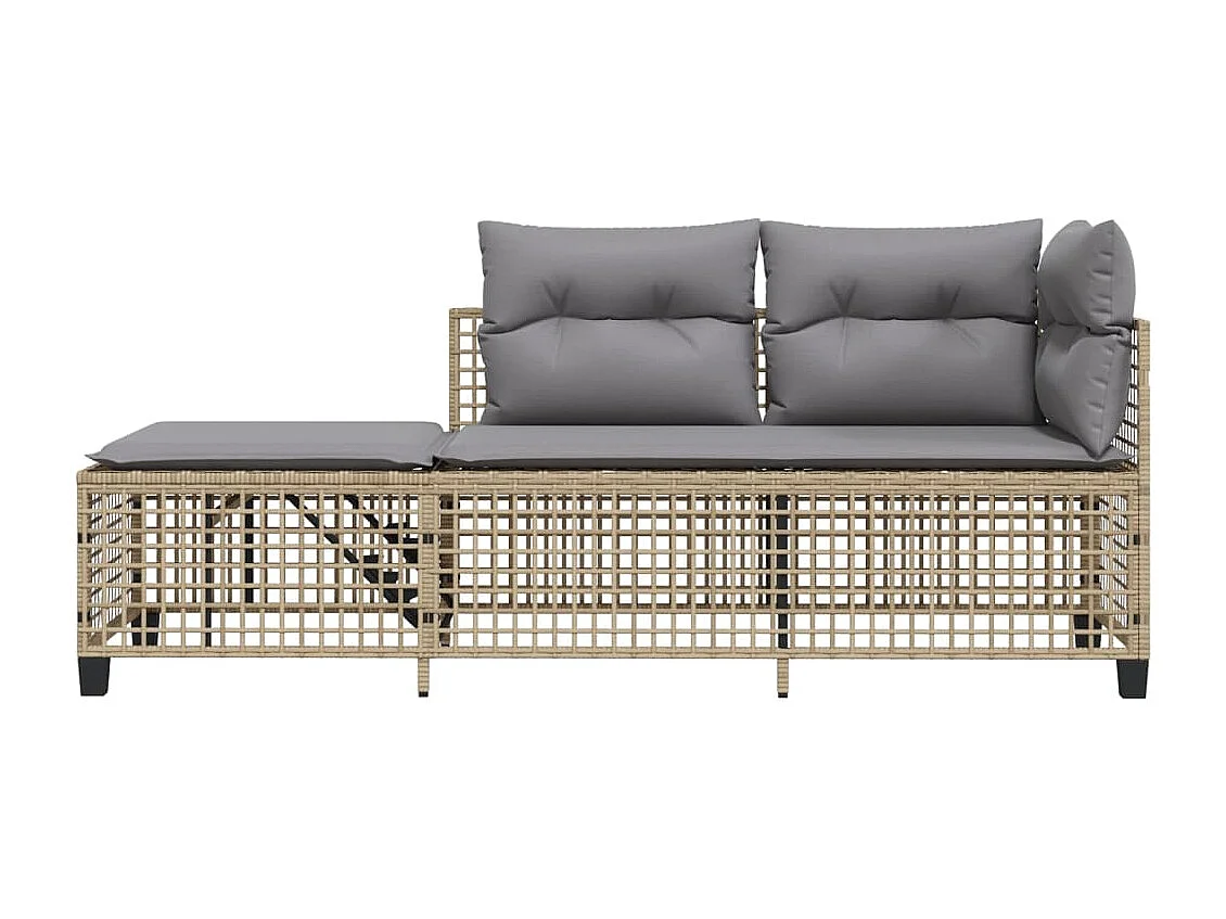 Salon de jardin d'angle avec coussins 3pcs mélange beige rotin