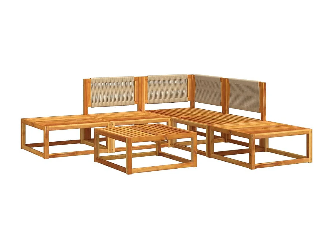 Salon de jardin avec coussins 6 pcs bois d'acacia solide