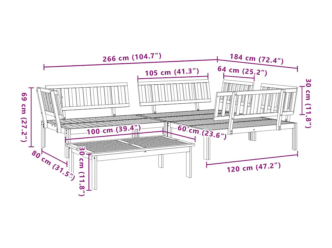 Salon palette de jardin 4 pcs bois d'acacia massif
