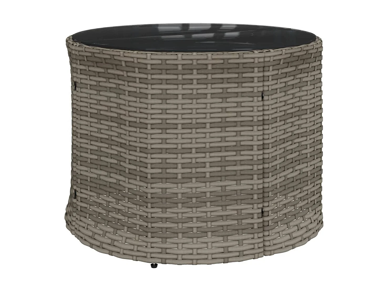 Canapé de jardin avec table coussins rond gris résine tressée