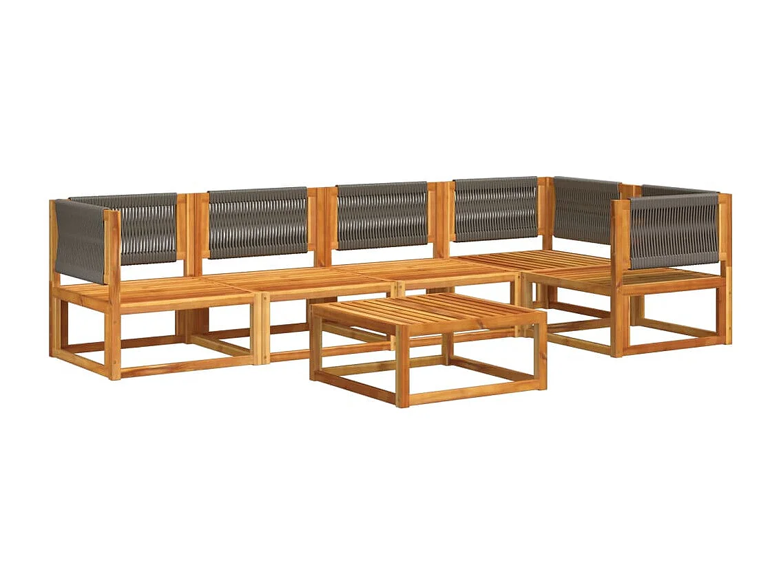 Salon de jardin avec coussins 6 pcs bois d'acacia solide