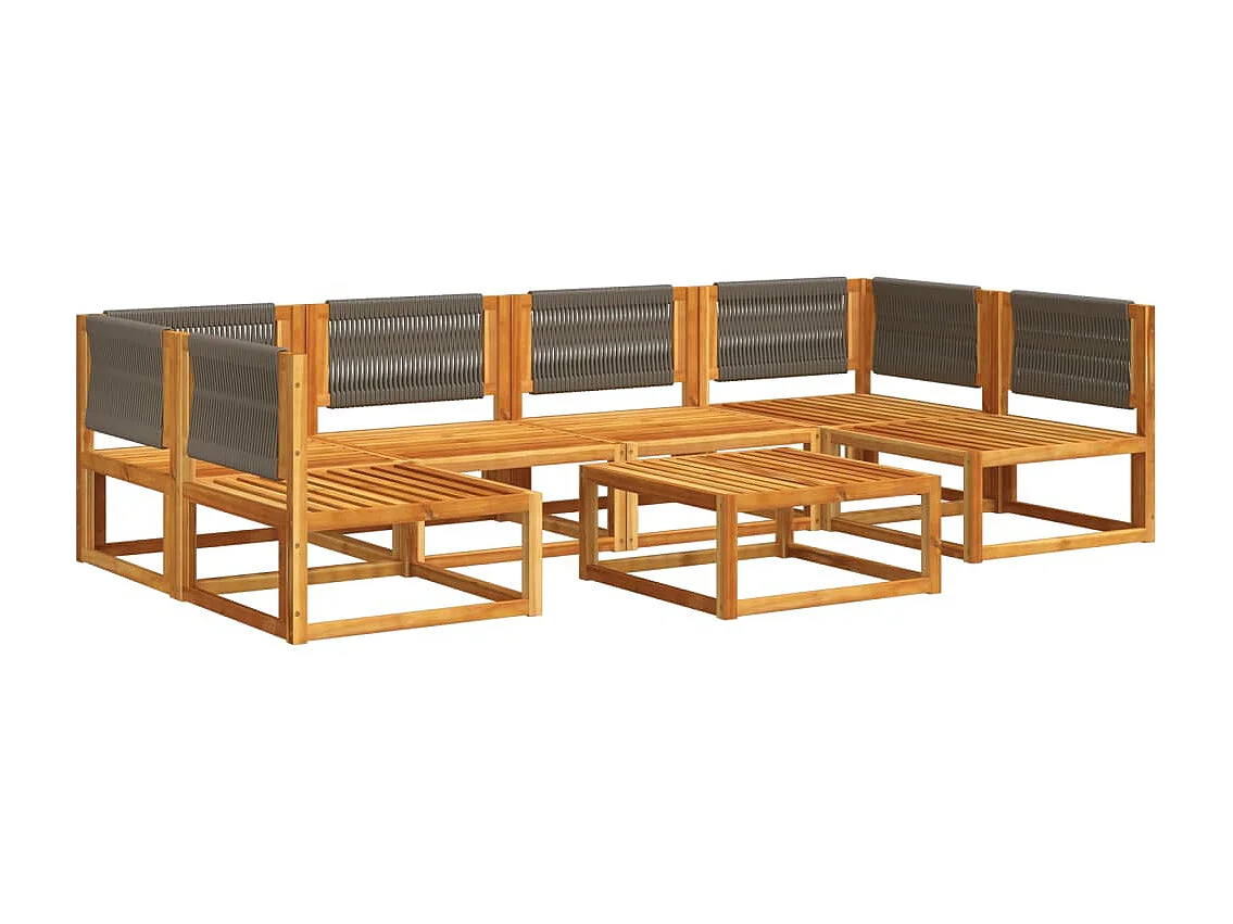 Salon de jardin avec coussins 7 pcs bois massif d'acacia