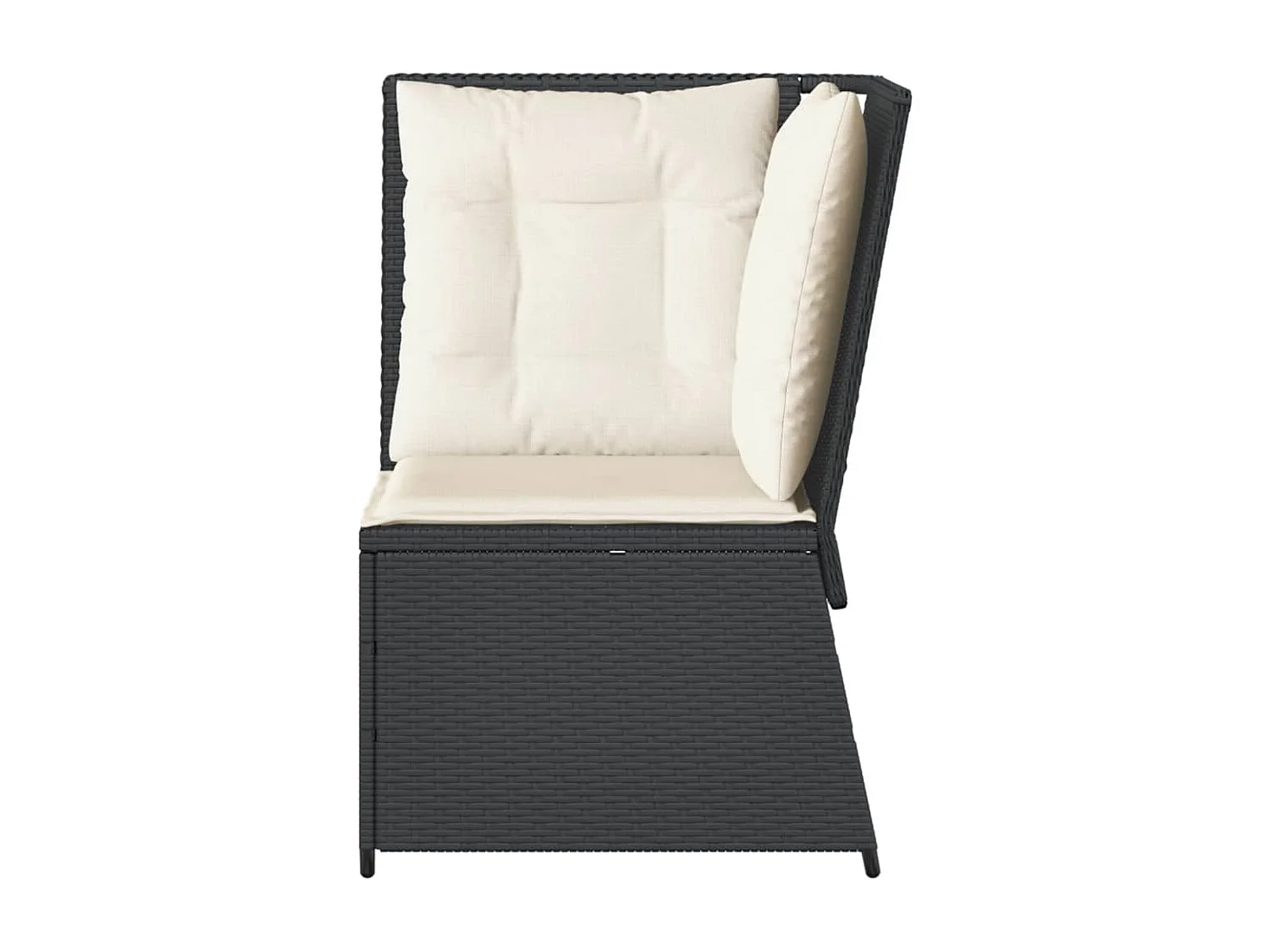 Canapé d'angle de jardin avec coussins noir résine tressée