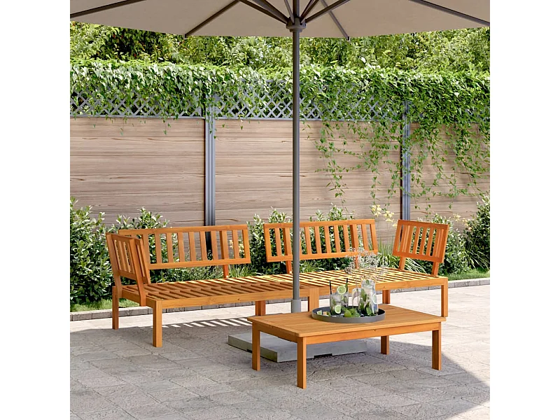 Divani angolari da giardino pallet 2 pezzi in legno massello di acacia