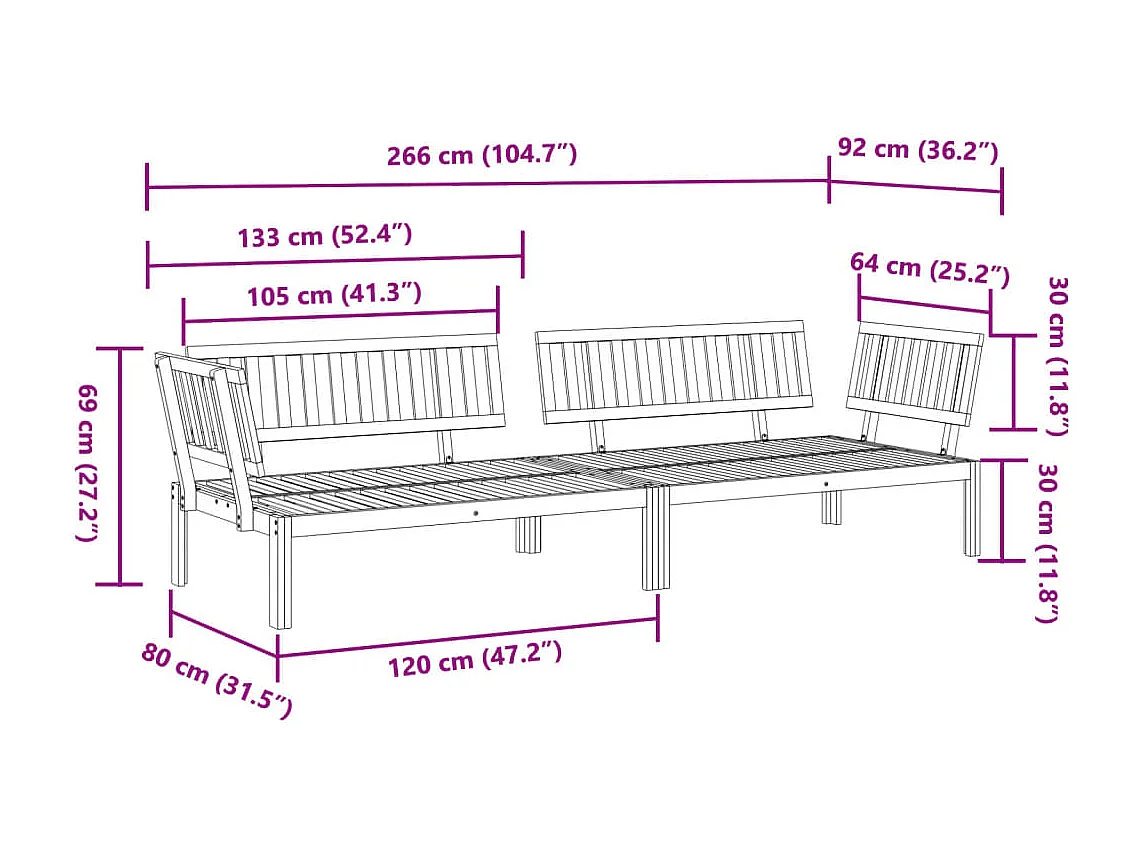 Canapés d'angle palette de jardin 2 pcs bois massif d'acacia