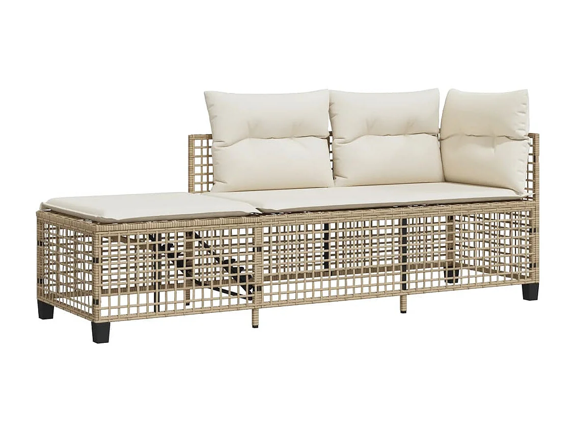 Salon de jardin d'angle avec coussins 3pcs beige résine tressée