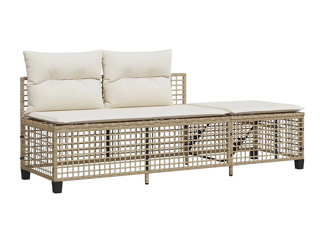 Salon de jardin d'angle avec coussins 3pcs beige résine tressée