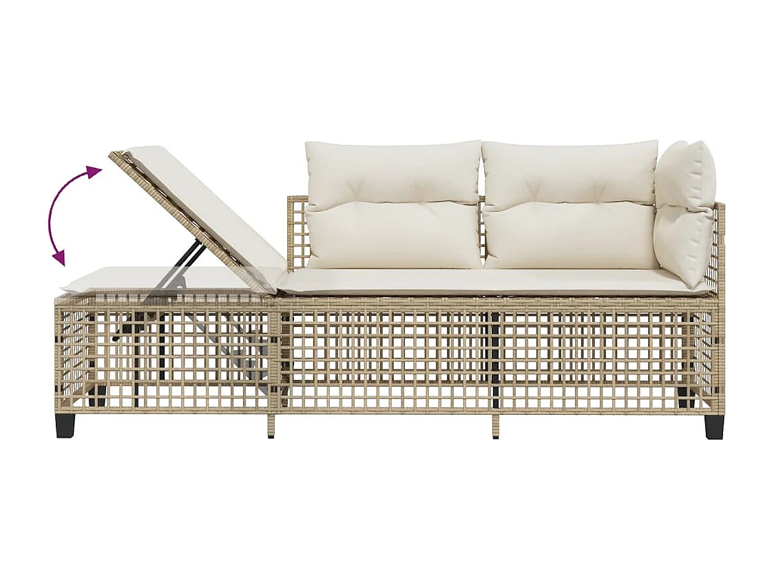 Salon de jardin d'angle avec coussins 3pcs beige résine tressée