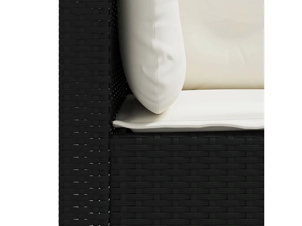 Tuinbank met 3-zitskussens, zwart geweven hars