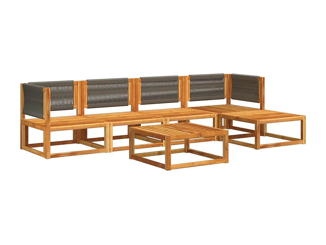 Salon de jardin avec coussins 6 pcs bois d'acacia solide