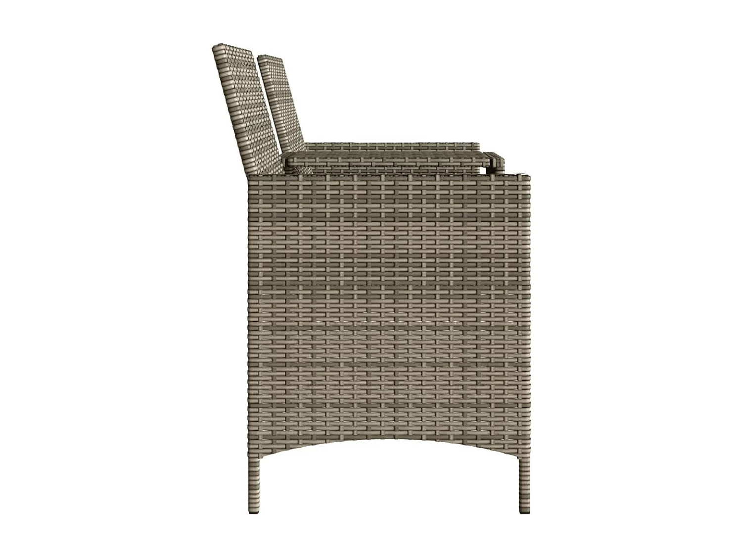 Canapé de jardin 2 places avec table et tabourets gris rotin