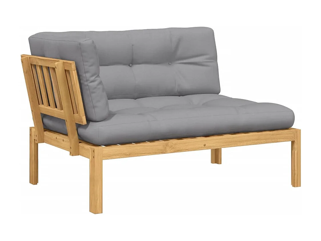 Canapé d'angle palette de jardin et coussins bois acacia massif