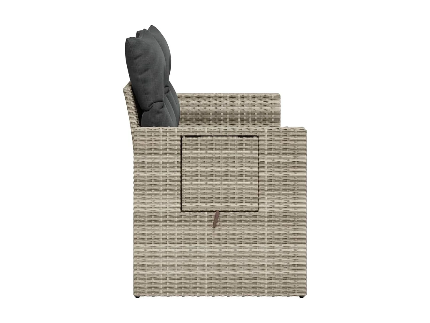 Canapé de jardin 2 places et coussins gris clair résine tressée