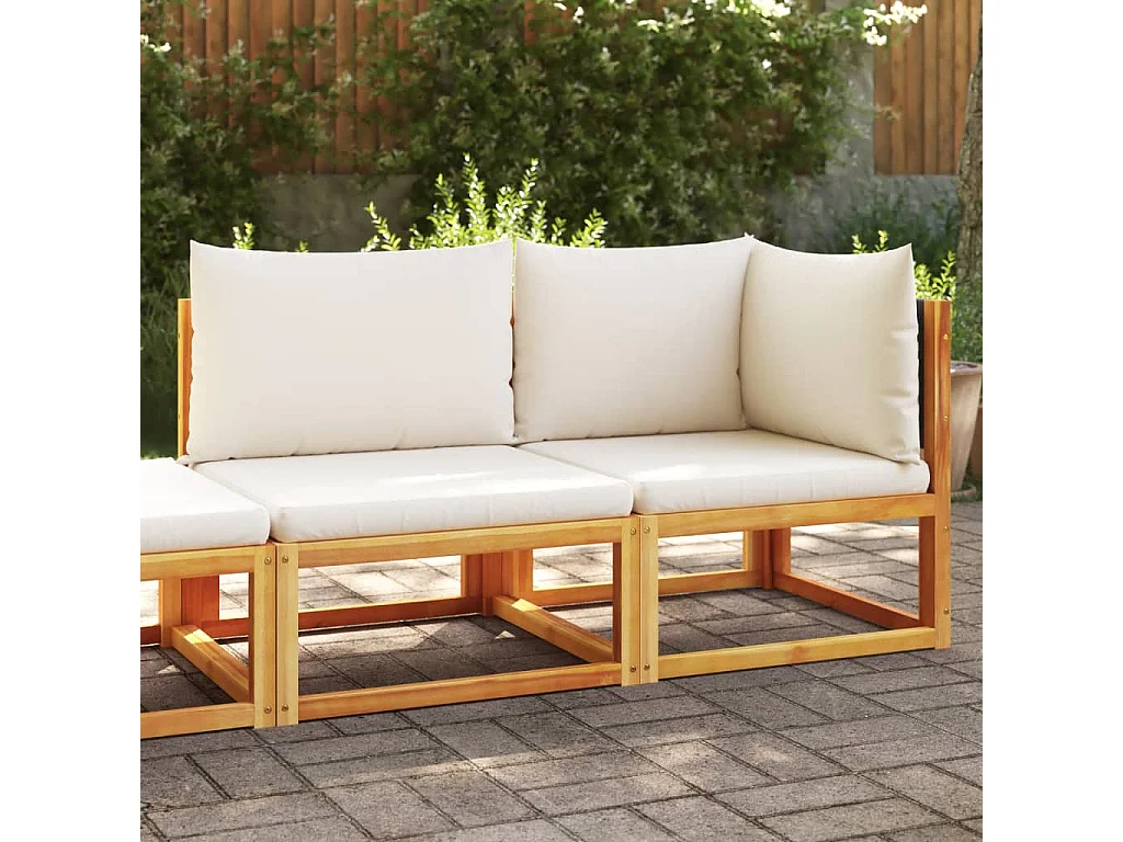 Gartensofa mit Kissen für 2 Personen aus massivem Akazienholz
