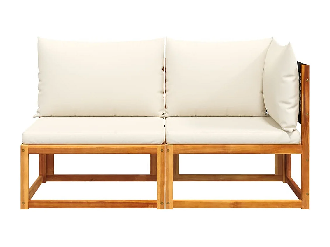 Gartensofa mit Kissen für 2 Personen aus massivem Akazienholz