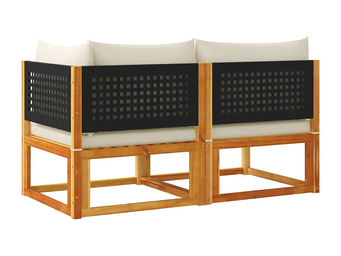 Gartensofa mit Kissen für 2 Personen aus massivem Akazienholz