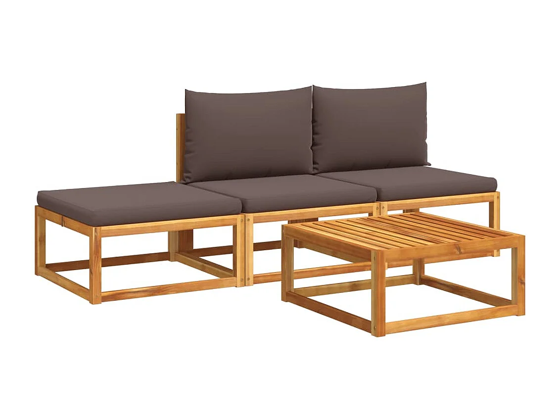 Salon de jardin avec coussins 4 pcs bois d'acacia massif