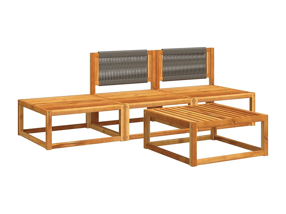 Salon de jardin avec coussins 4 pcs bois d'acacia massif