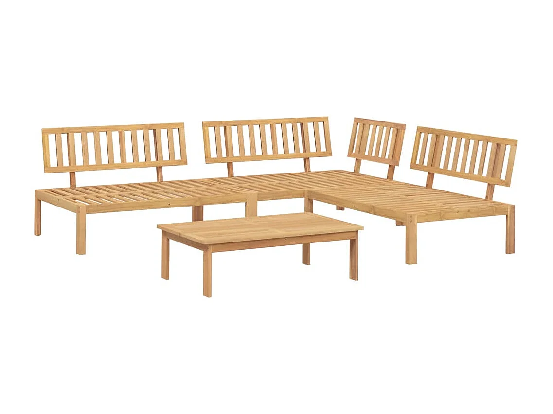 Salón de palets de jardín 4 piezas de madera maciza de acacia