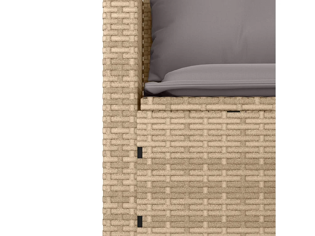 Salon de jardin avec coussins 3 pcs beige résine tressée