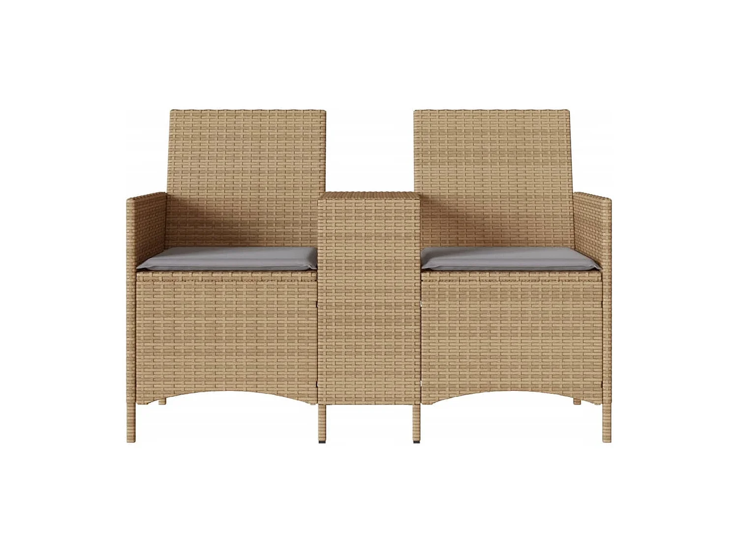 Canapé de jardin 2 places avec table et coussins résine tressée