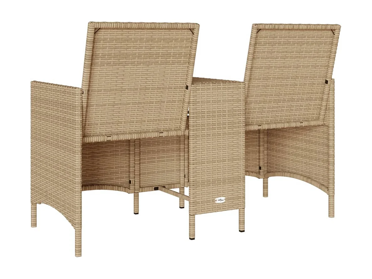 Canapé de jardin 2 places avec table et coussins résine tressée