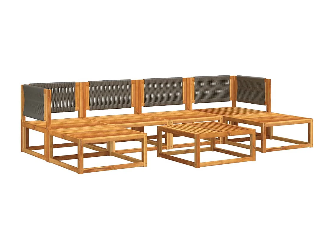 Salon de jardin avec coussins 7 pcs bois massif d'acacia