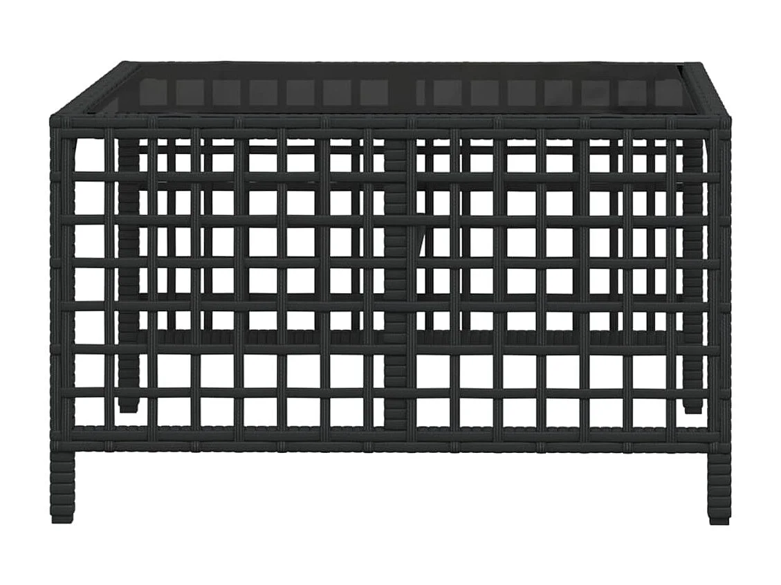 Salon de jardin d'angle 3 pcs avec coussins noir résine tressée