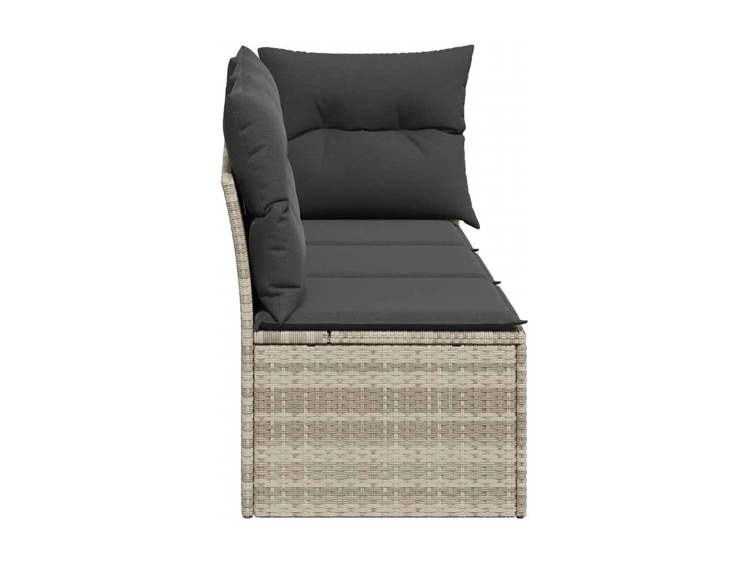 Divano da giardino a 3 posti grigio chiaro e cuscini in resina intrecciata