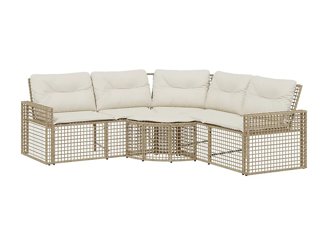 Canapé de jardin et coussins et repose-pied en forme de L rotin