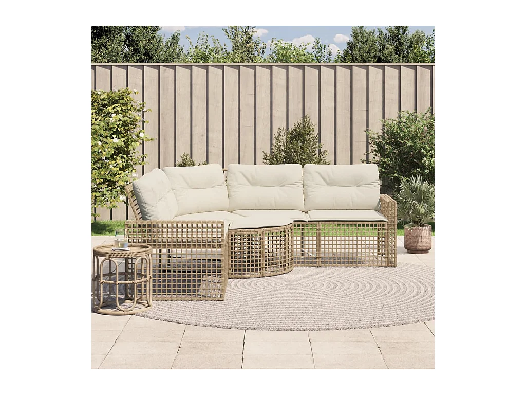 Canapé de jardin et coussins et repose-pied en forme de L rotin