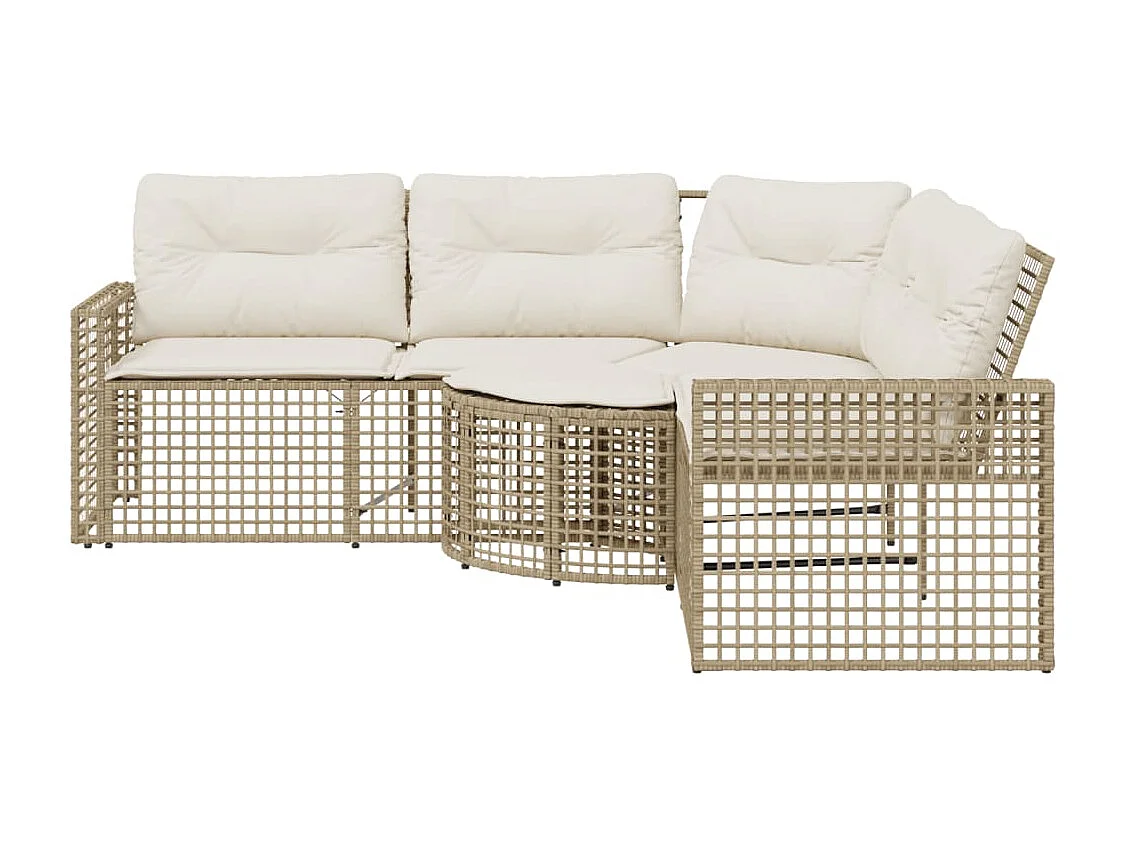 Canapé de jardin et coussins et repose-pied en forme de L rotin