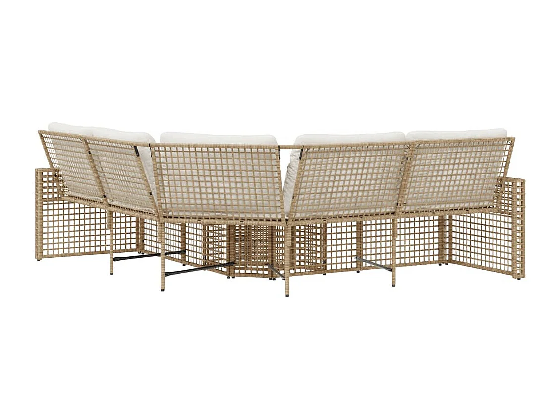 Canapé de jardin et coussins et repose-pied en forme de L rotin