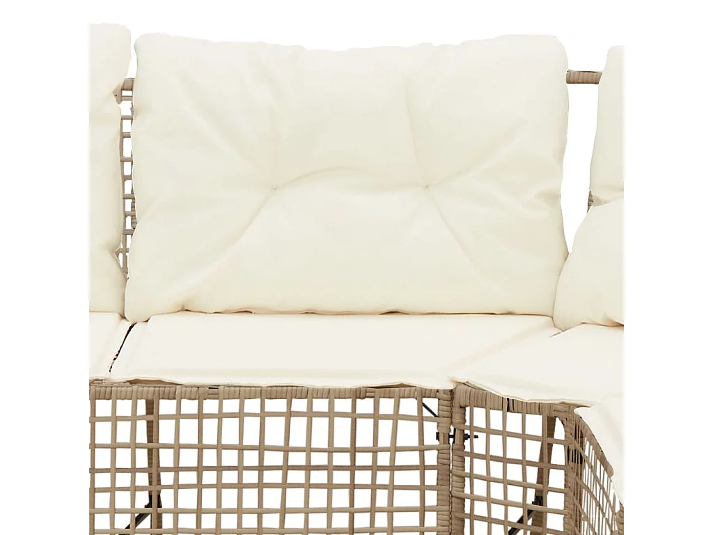 Canapé de jardin et coussins et repose-pied en forme de L rotin