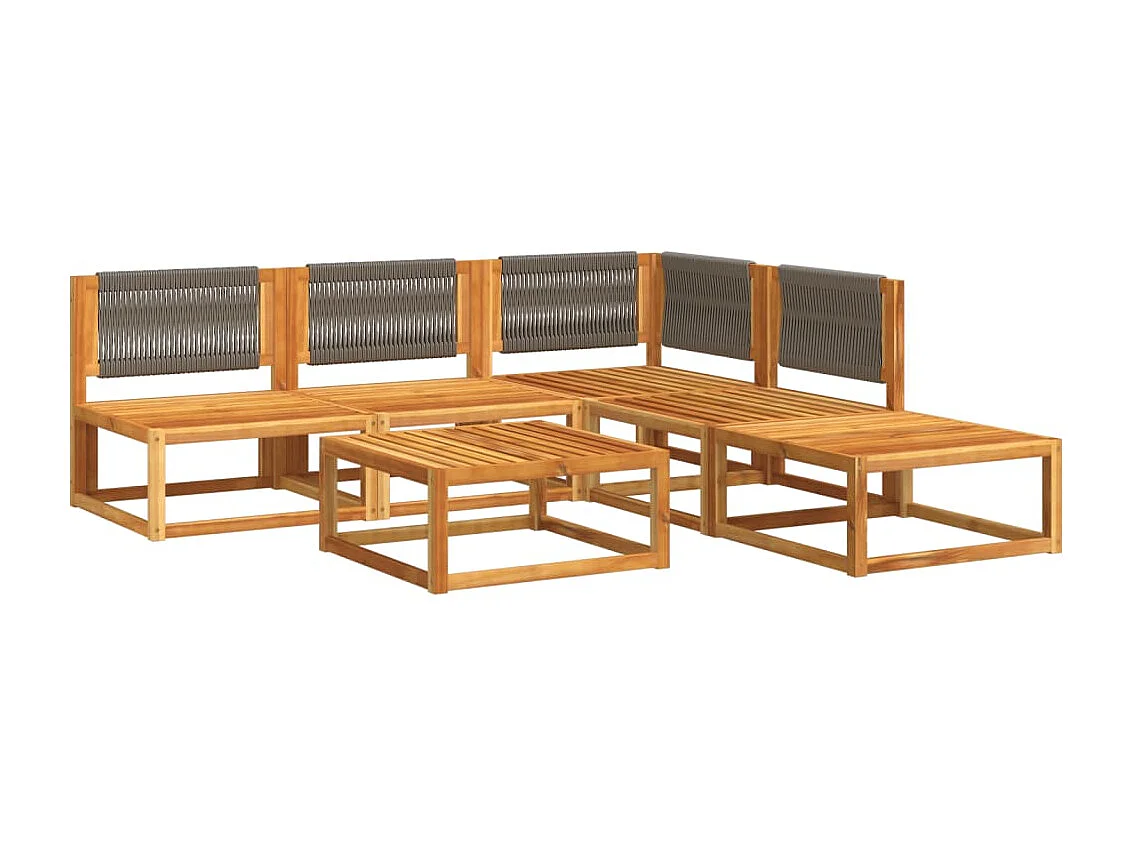 Salon de jardin avec coussins 6 pcs bois d'acacia solide