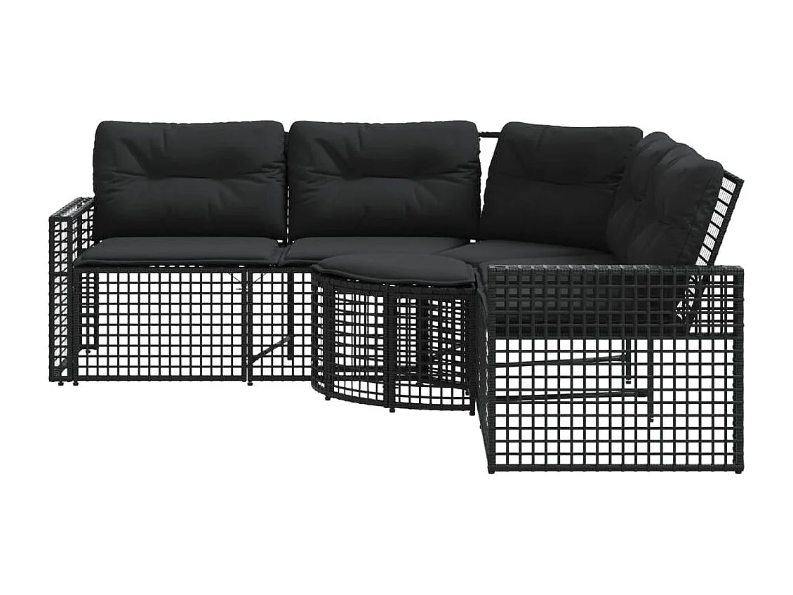 Canapé de jardin et coussins et repose-pied en forme de L rotin