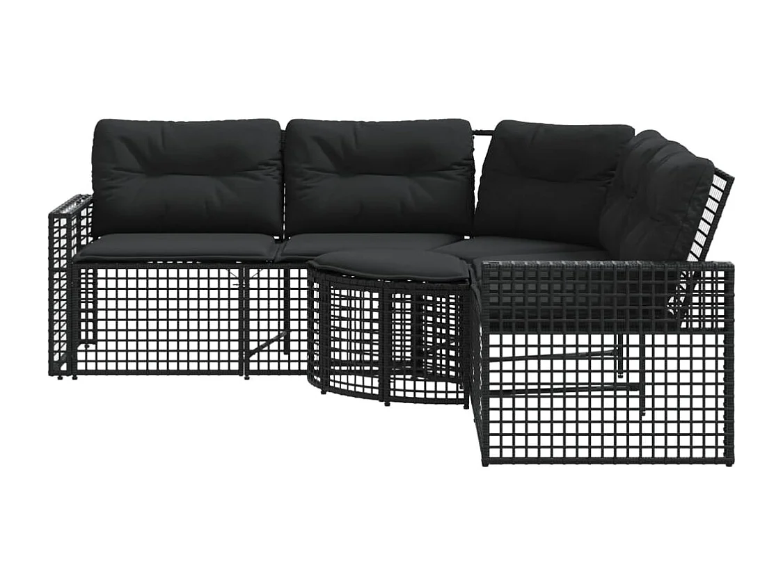 Canapé de jardin et coussins et repose-pied en forme de L rotin