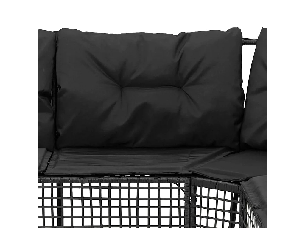 Canapé de jardin et coussins et repose-pied en forme de L rotin