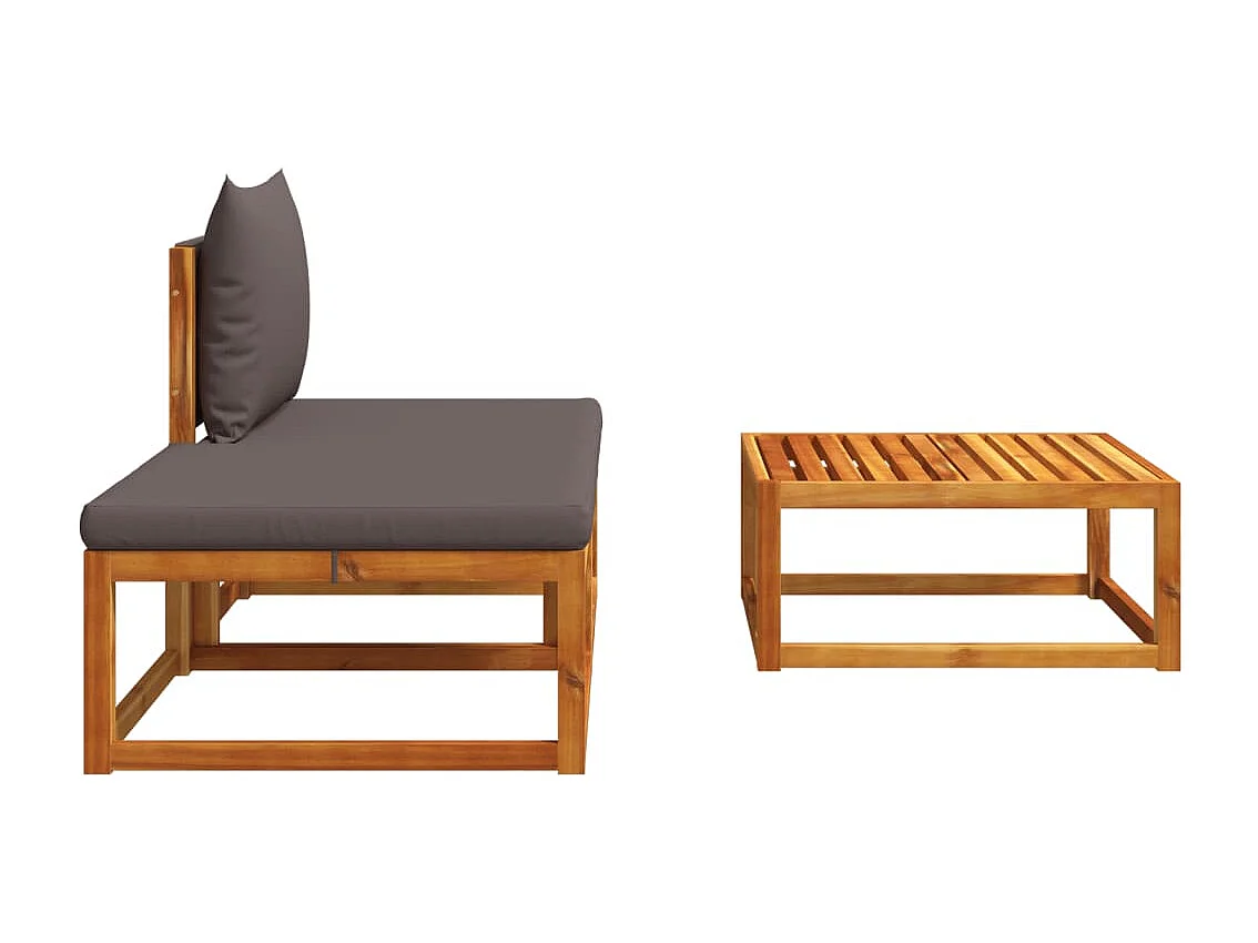 Salon de jardin avec coussins 3 pcs bois massif d'acacia