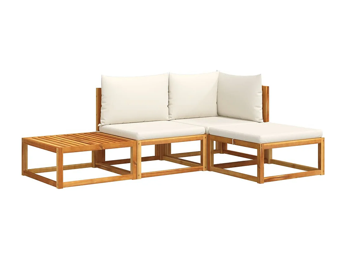 Mobili da giardino con cuscini 4 pezzi in legno massello di acacia