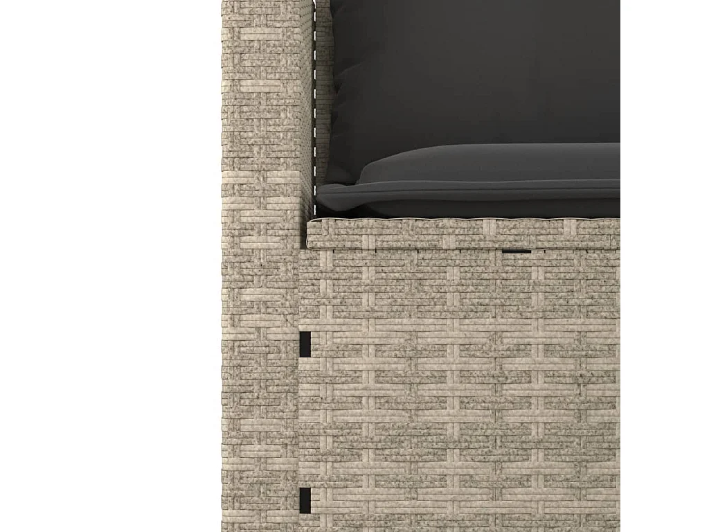 Salon de jardin avec coussins 3 pcs gris clair résine tressée