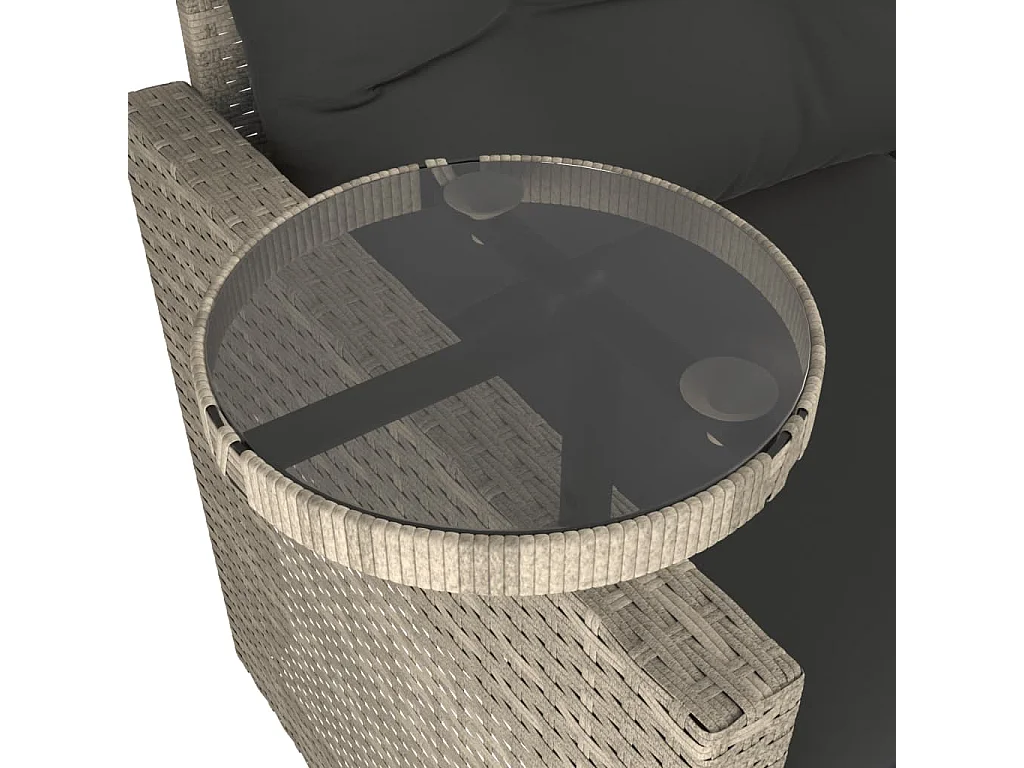 Salon de jardin avec coussins 3 pcs gris clair résine tressée