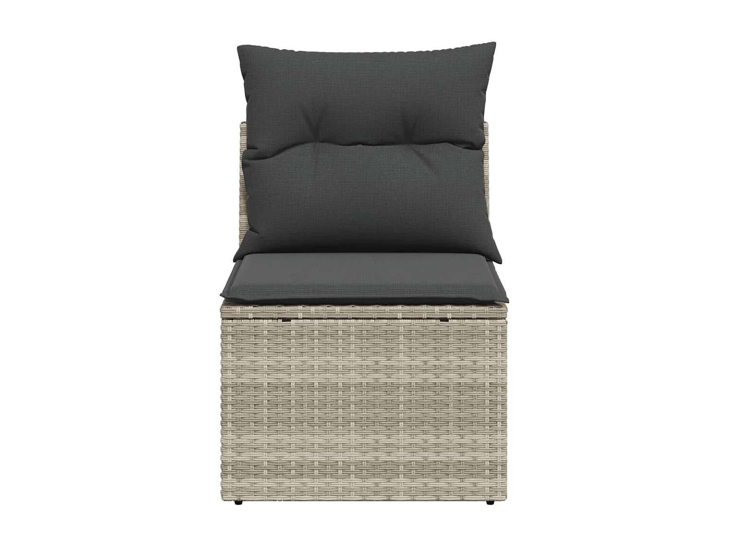 Chaise de jardin sans accoudoirs avec coussins gris clair rotin