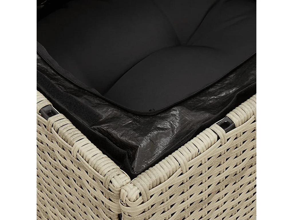 Chaise de jardin sans accoudoirs avec coussins gris clair rotin