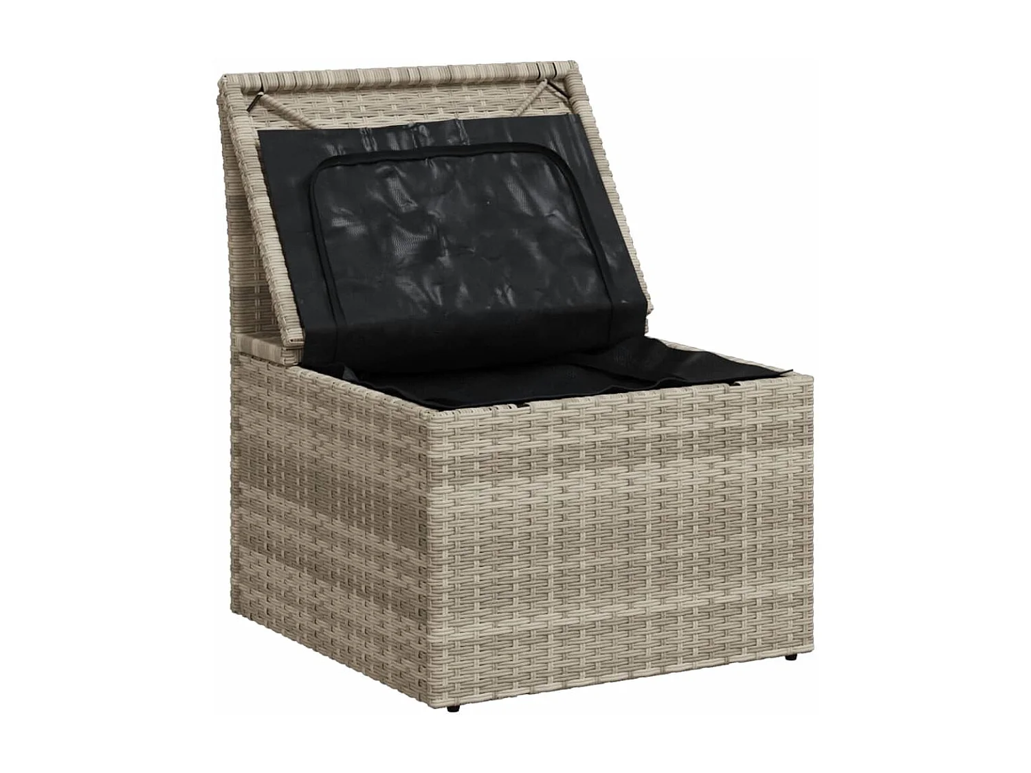 Chaise de jardin sans accoudoirs avec coussins gris clair rotin